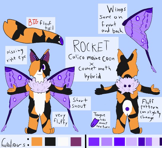 My first full reference sheet, for one of my favorite fursonas, Rocket! my art & character | image tagged in furry,cats,moths,reference,drawings,art | made w/ Imgflip meme maker