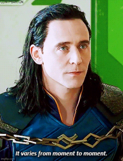 loki "It varies from moment to moment" | image tagged in loki it varies from moment to moment | made w/ Imgflip meme maker