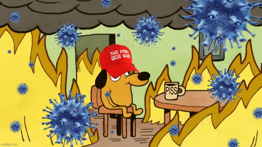republican piss drinkers | image tagged in this is fine,this is fine dog,clown car republicans,piss,covid-19,on fire | made w/ Imgflip meme maker