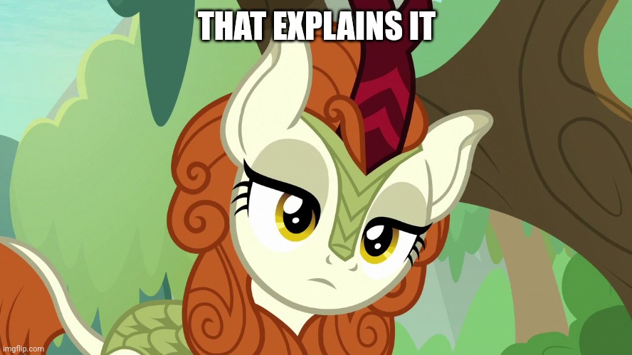 Emotionless Autumn Blaze (MLP) | THAT EXPLAINS IT | image tagged in emotionless autumn blaze mlp | made w/ Imgflip meme maker