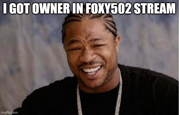 who wants mod | I GOT OWNER IN FOXY502 STREAM | image tagged in memes,yo dawg heard you | made w/ Imgflip meme maker
