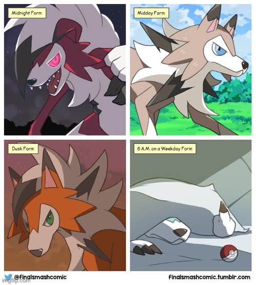 Found this on google XD | image tagged in lycanroc,lycanroc forms | made w/ Imgflip meme maker