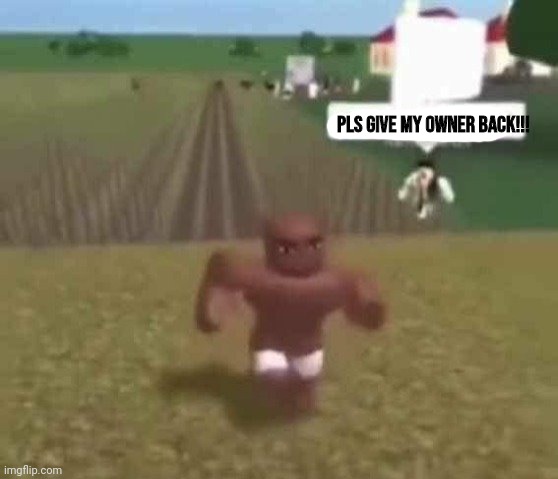 Foxy502 |  pls give my owner back!!! | image tagged in roblox slave work | made w/ Imgflip meme maker
