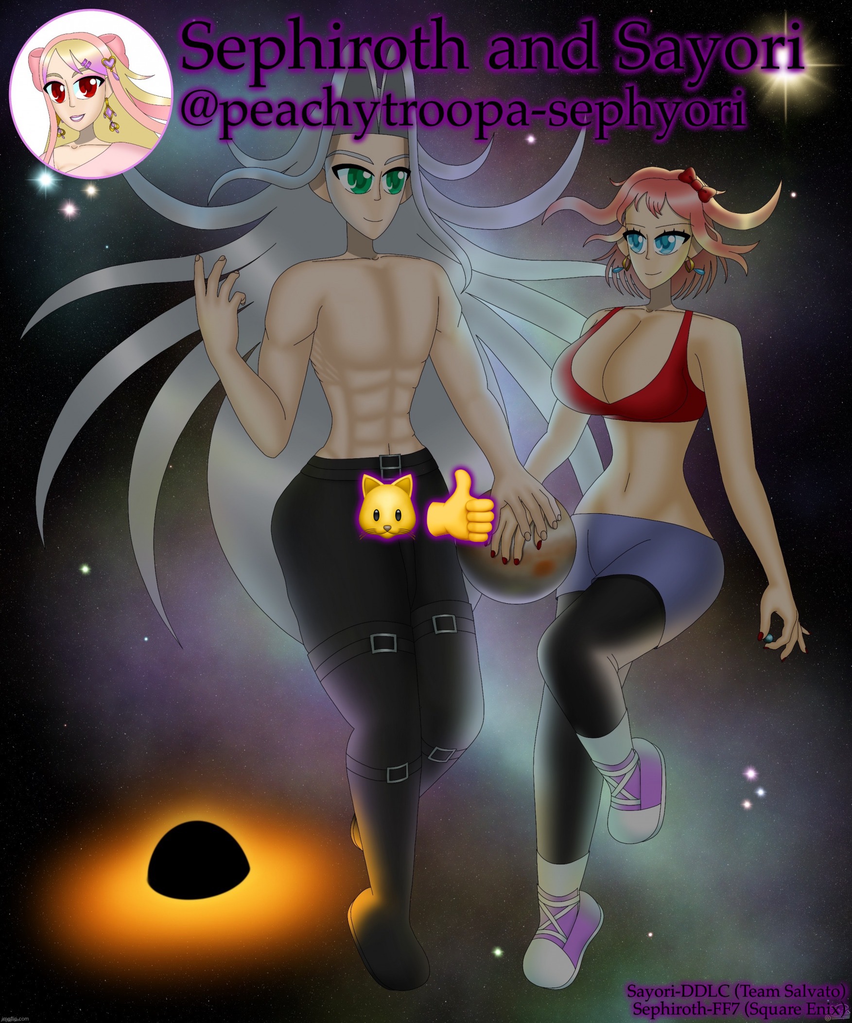 Sayori and Sephiroth | 🐱👍 | image tagged in sayori and sephiroth | made w/ Imgflip meme maker