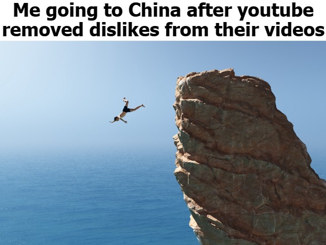 Me going to China after youtube removed dislikes from their videos | image tagged in espastica | made w/ Imgflip meme maker