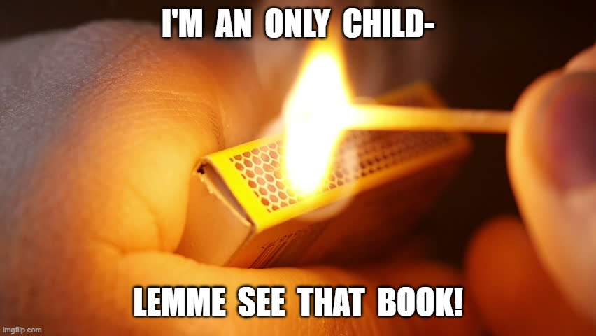 I'M  AN  ONLY  CHILD- LEMME  SEE  THAT  BOOK! | made w/ Imgflip meme maker