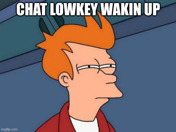 ayoooooo | CHAT LOWKEY WAKIN UP | image tagged in memes,futurama fry | made w/ Imgflip meme maker