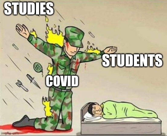 Soldier protecting sleeping child | STUDIES; STUDENTS; COVID | image tagged in funny memes,memes,covid-19,dank memes,dank,funny | made w/ Imgflip meme maker