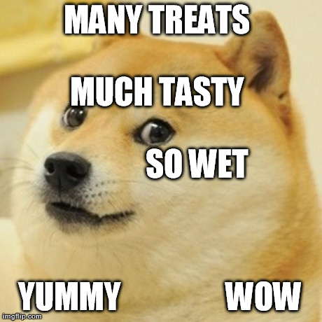 Doge Meme | MANY TREATS
           MUCH TASTY
                     
    SO WET YUMMY                 WOW | image tagged in memes,doge | made w/ Imgflip meme maker