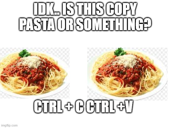 Blank White Template | IDK.. IS THIS COPY PASTA OR SOMETHING? CTRL + C CTRL +V | image tagged in blank white template | made w/ Imgflip meme maker
