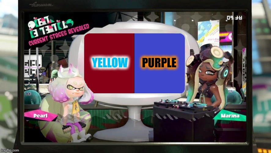 Objective Sub-Mission | PURPLE; YELLOW | image tagged in splatfest template | made w/ Imgflip meme maker