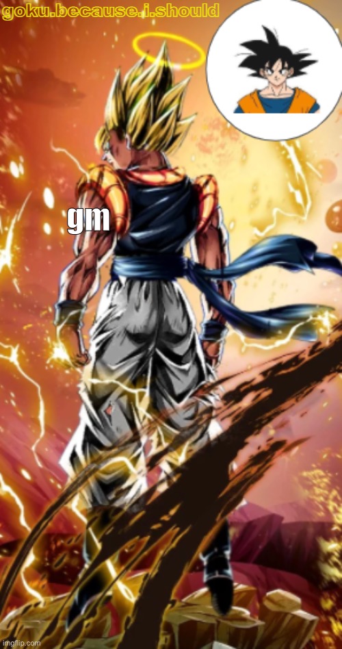 gogeta temp | gm | image tagged in gogeta temp | made w/ Imgflip meme maker