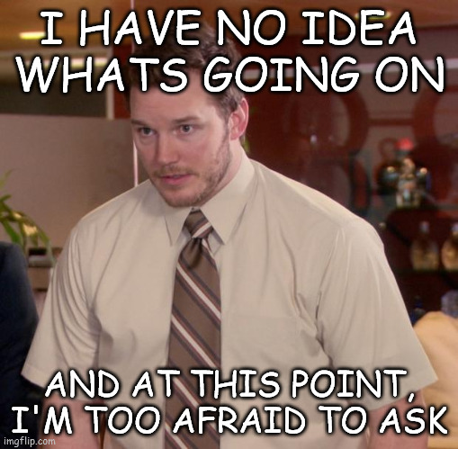 Afraid To Ask Andy Meme | I HAVE NO IDEA WHATS GOING ON AND AT THIS POINT, I'M TOO AFRAID TO ASK | image tagged in memes,afraid to ask andy | made w/ Imgflip meme maker