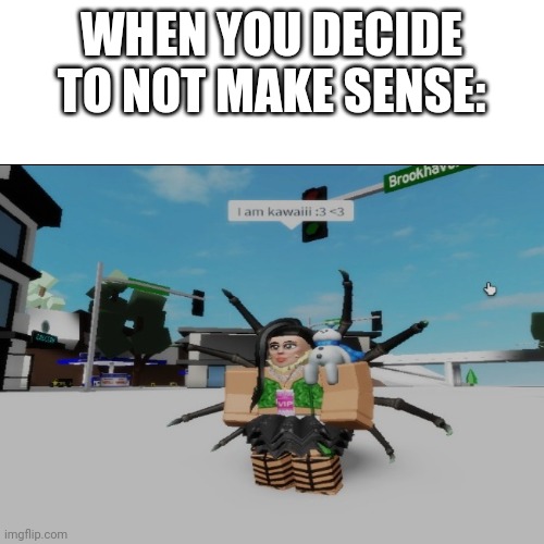 Brookhaven Beauty | WHEN YOU DECIDE TO NOT MAKE SENSE: | image tagged in roblox,cute,kawaii,beauty | made w/ Imgflip meme maker