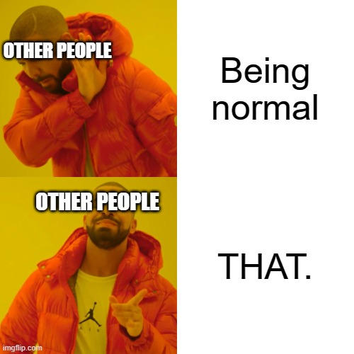 Drake Hotline Bling Meme | Being normal THAT. OTHER PEOPLE OTHER PEOPLE | image tagged in memes,drake hotline bling | made w/ Imgflip meme maker