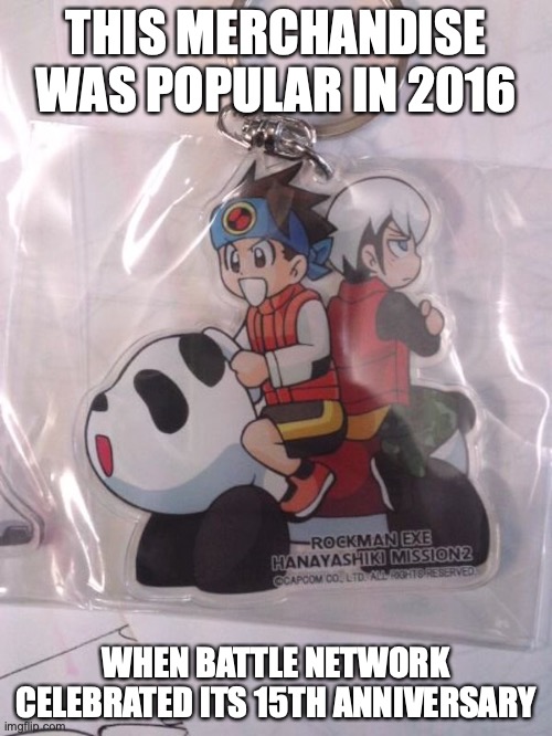Battle Network Hanayashiki Keychain | THIS MERCHANDISE WAS POPULAR IN 2016; WHEN BATTLE NETWORK CELEBRATED ITS 15TH ANNIVERSARY | image tagged in megaman,megaman battle network,memes | made w/ Imgflip meme maker