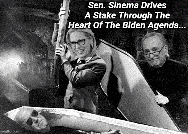 Sen. Sinema Drives A Stake Through The Heart Of The Biden Agenda... | Sen. Sinema Drives A Stake Through The Heart Of The Biden Agenda... | image tagged in creepy joe biden,agenda,dead | made w/ Imgflip meme maker