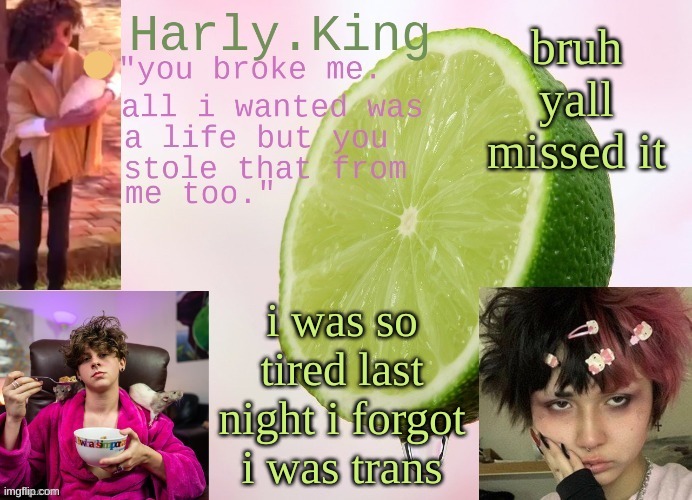 temp by tripp | bruh yall missed it; i was so tired last night i forgot i was trans | image tagged in temp by tripp | made w/ Imgflip meme maker