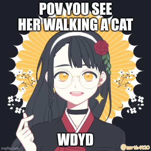 No joke or op ocs, sfw | POV YOU SEE HER WALKING A CAT; WDYD | made w/ Imgflip meme maker