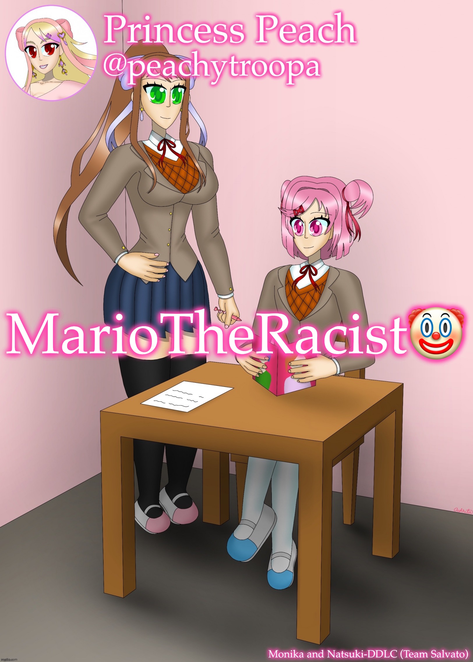 Monika and Natsuki | MarioTheRacist🤡 | image tagged in monika and natsuki | made w/ Imgflip meme maker