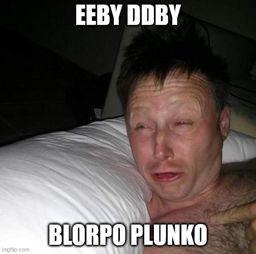 Waking Up To Tumblr Every Morning | EEBY DDBY; BLORPO PLUNKO | image tagged in limmy waking up,tumblr | made w/ Imgflip meme maker