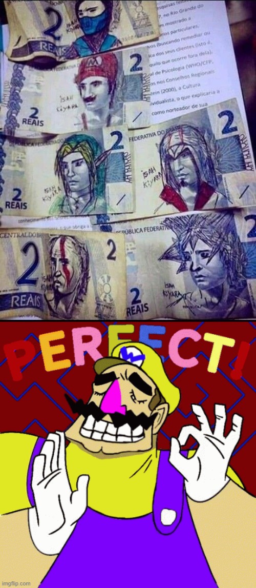 I CAN SEE WARIO DOING THAT | image tagged in wario,super mario,link,god of war,money,video games | made w/ Imgflip meme maker