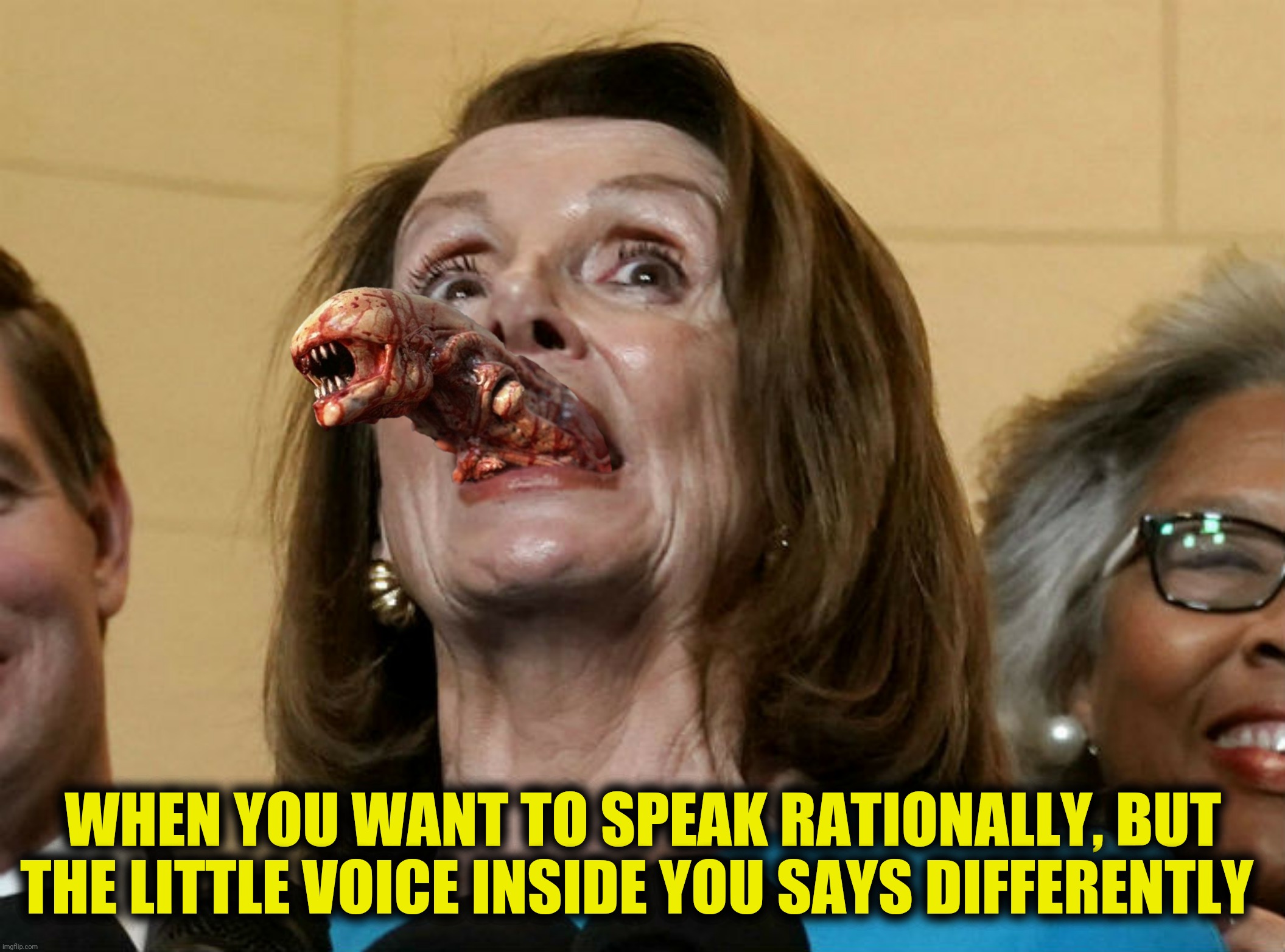 WHEN YOU WANT TO SPEAK RATIONALLY, BUT THE LITTLE VOICE INSIDE YOU SAYS DIFFERENTLY | made w/ Imgflip meme maker