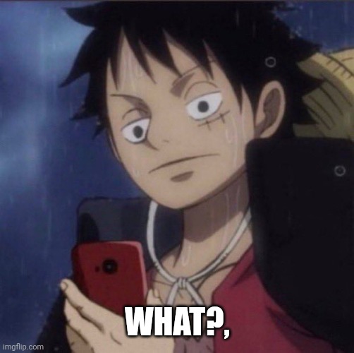 luffy phone | WHAT?, | image tagged in luffy phone | made w/ Imgflip meme maker