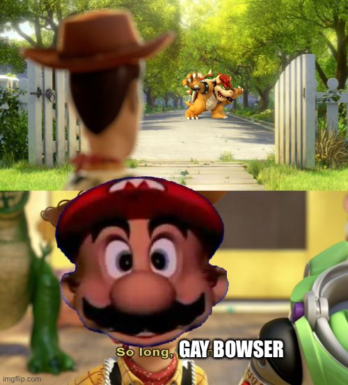 So Long, Gay Bowser! | GAY BOWSER | image tagged in mario | made w/ Imgflip meme maker
