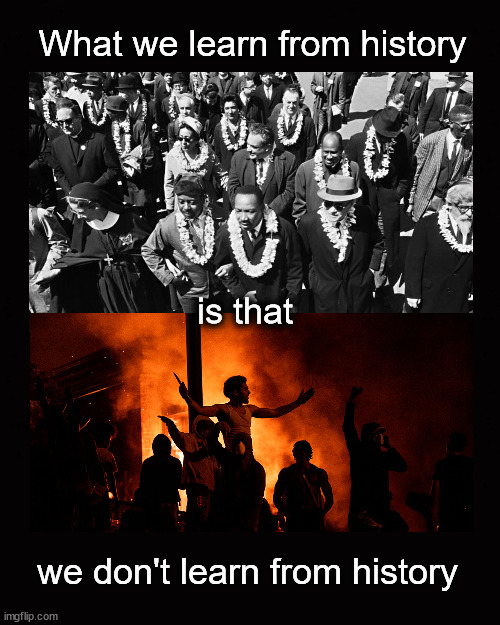 What we learn from history ... | What we learn from history; is that; we don't learn from history | image tagged in mlk,blm | made w/ Imgflip meme maker