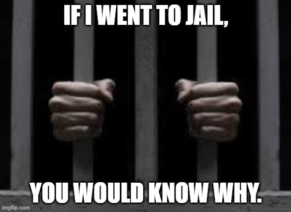 Jail | IF I WENT TO JAIL, YOU WOULD KNOW WHY. | image tagged in jail | made w/ Imgflip meme maker