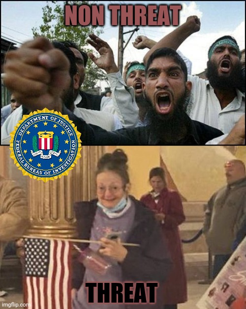 Concerned parents against CRT are also a threat. | NON THREAT; THREAT | image tagged in islam | made w/ Imgflip meme maker