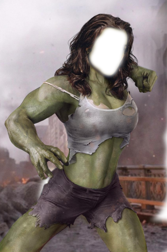 High Quality She-Hulk artwork png face cutout Blank Meme Template