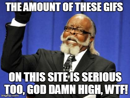 Too Damn High Meme | THE AMOUNT OF THESE GIFS  ON THIS SITE IS SERIOUS TOO, GO***AMN HIGH, WTF! | image tagged in memes,too damn high | made w/ Imgflip meme maker