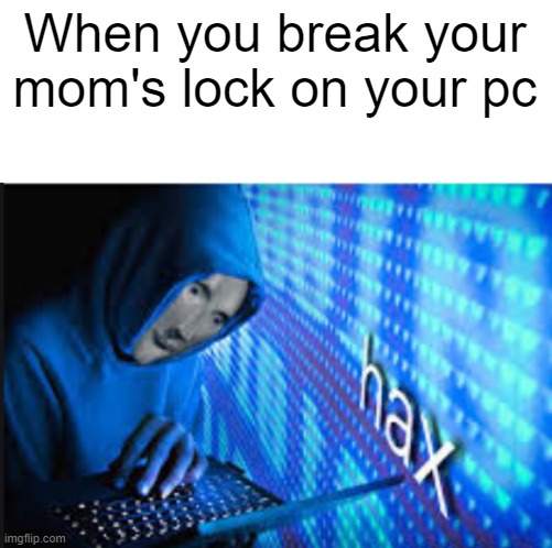 he does the hax | When you break your mom's lock on your pc | image tagged in hax | made w/ Imgflip meme maker