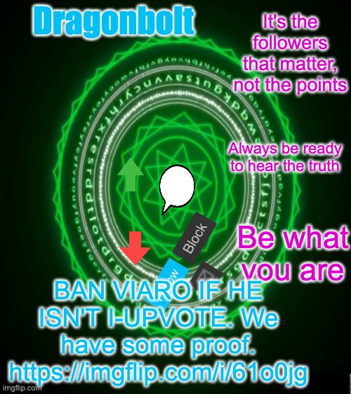 Dragonbolt; BAN VIARO IF HE ISN'T I-UPVOTE. We have some proof. https://imgflip.com/i/61o0jg | image tagged in dr strange high effort temp | made w/ Imgflip meme maker