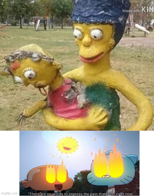 ayo marge simpson whatcha DOIN there? | image tagged in the amazing world of gumball,the simpsons,cursed image,oh wow are you actually reading these tags | made w/ Imgflip meme maker