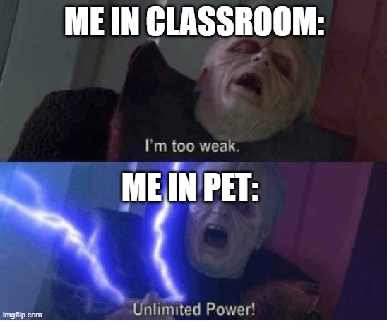258k points | ME IN CLASSROOM:; ME IN PET: | image tagged in too weak unlimited power,funny,memes,school | made w/ Imgflip meme maker