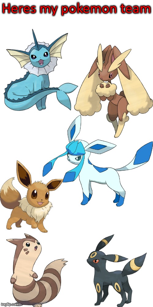 :) | Heres my pokemon team | image tagged in memes,blank transparent square | made w/ Imgflip meme maker