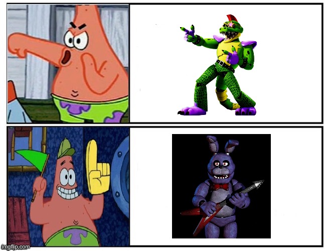 Fnaf yes no | image tagged in patrick no-yes,fnaf,fnaf 2,fnaf3,fnaf_bonnie | made w/ Imgflip meme maker