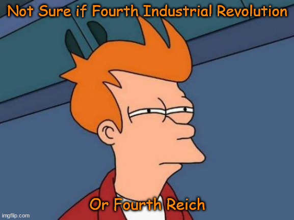 WEF | Not Sure if Fourth Industrial Revolution; Or Fourth Reich | image tagged in political memes,futurama fry,nwo,globalism,neo-nazis,libtards | made w/ Imgflip meme maker