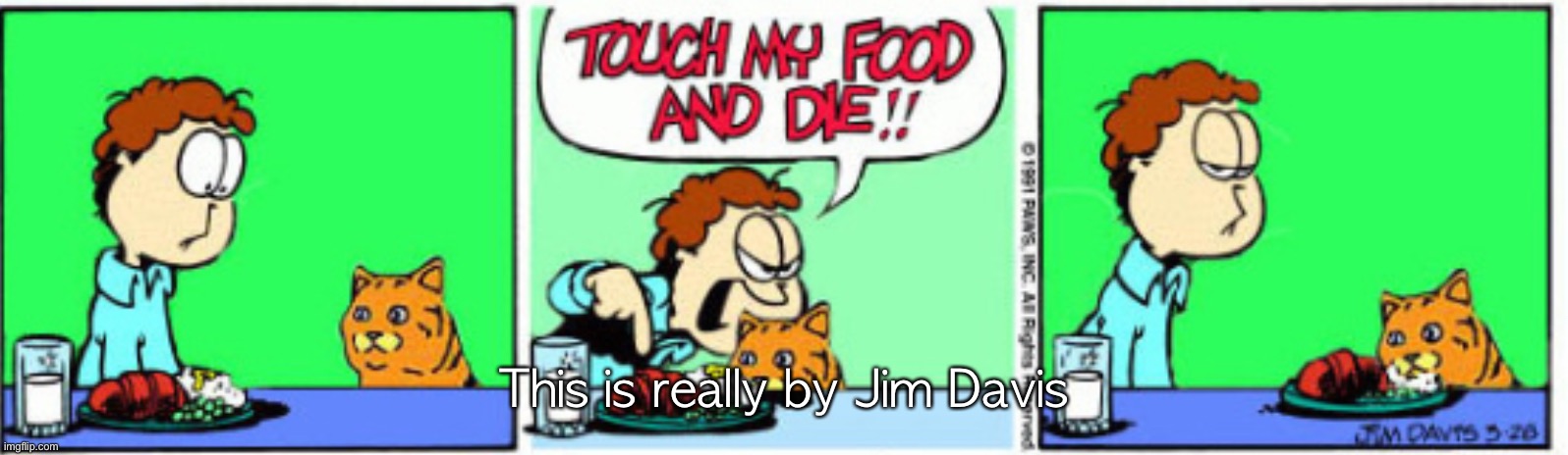 This is really by Jim Davis | image tagged in garfield,touch my food and die | made w/ Imgflip meme maker