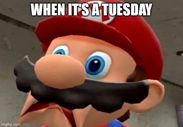 Mario WTF | WHEN IT'S A TUESDAY | image tagged in mario wtf | made w/ Imgflip meme maker