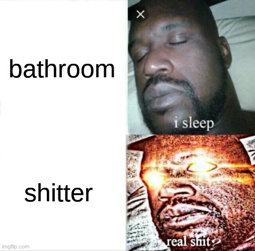 shitter | bathroom; shitter | image tagged in memes,sleeping shaq,poop,bathroom,shit,pee | made w/ Imgflip meme maker