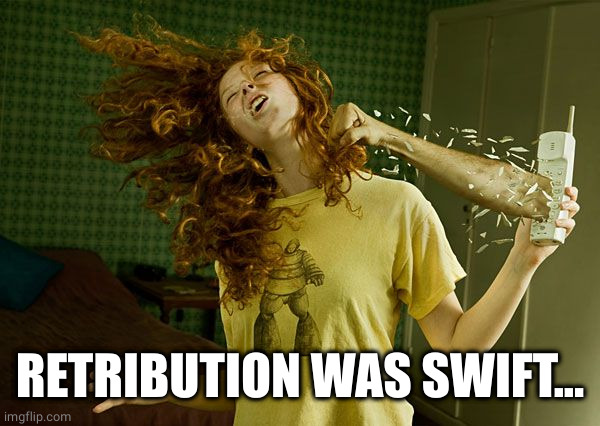 Sucker Punch | RETRIBUTION WAS SWIFT... | image tagged in sucker punch | made w/ Imgflip meme maker