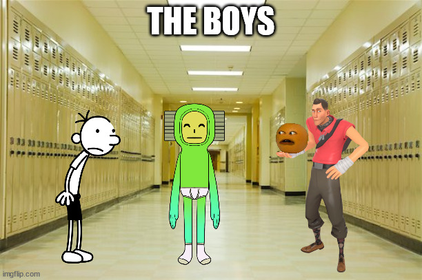 High school hallway  | THE BOYS | image tagged in high school hallway | made w/ Imgflip meme maker
