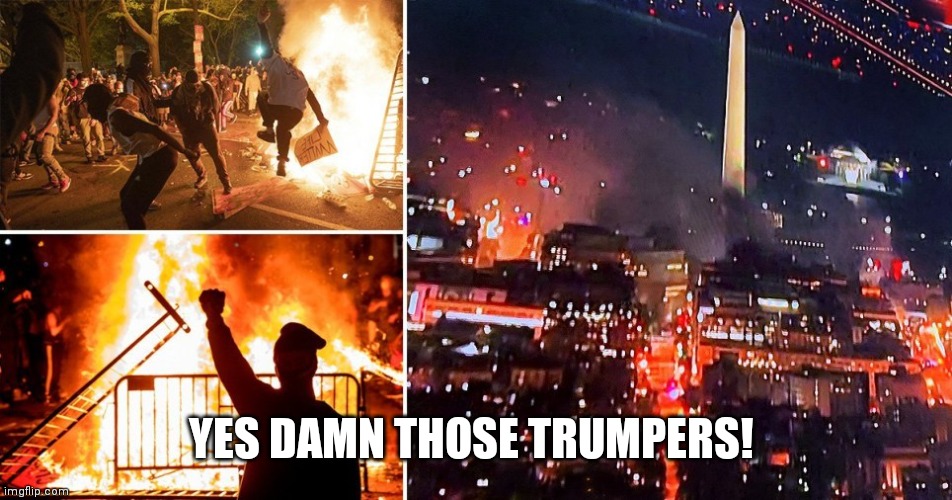 DC riot | YES DAMN THOSE TRUMPERS! | image tagged in dc riot | made w/ Imgflip meme maker