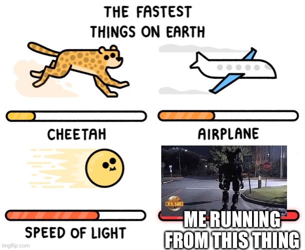 Sped | ME RUNNING FROM THIS THING | image tagged in fastest thing on earth | made w/ Imgflip meme maker