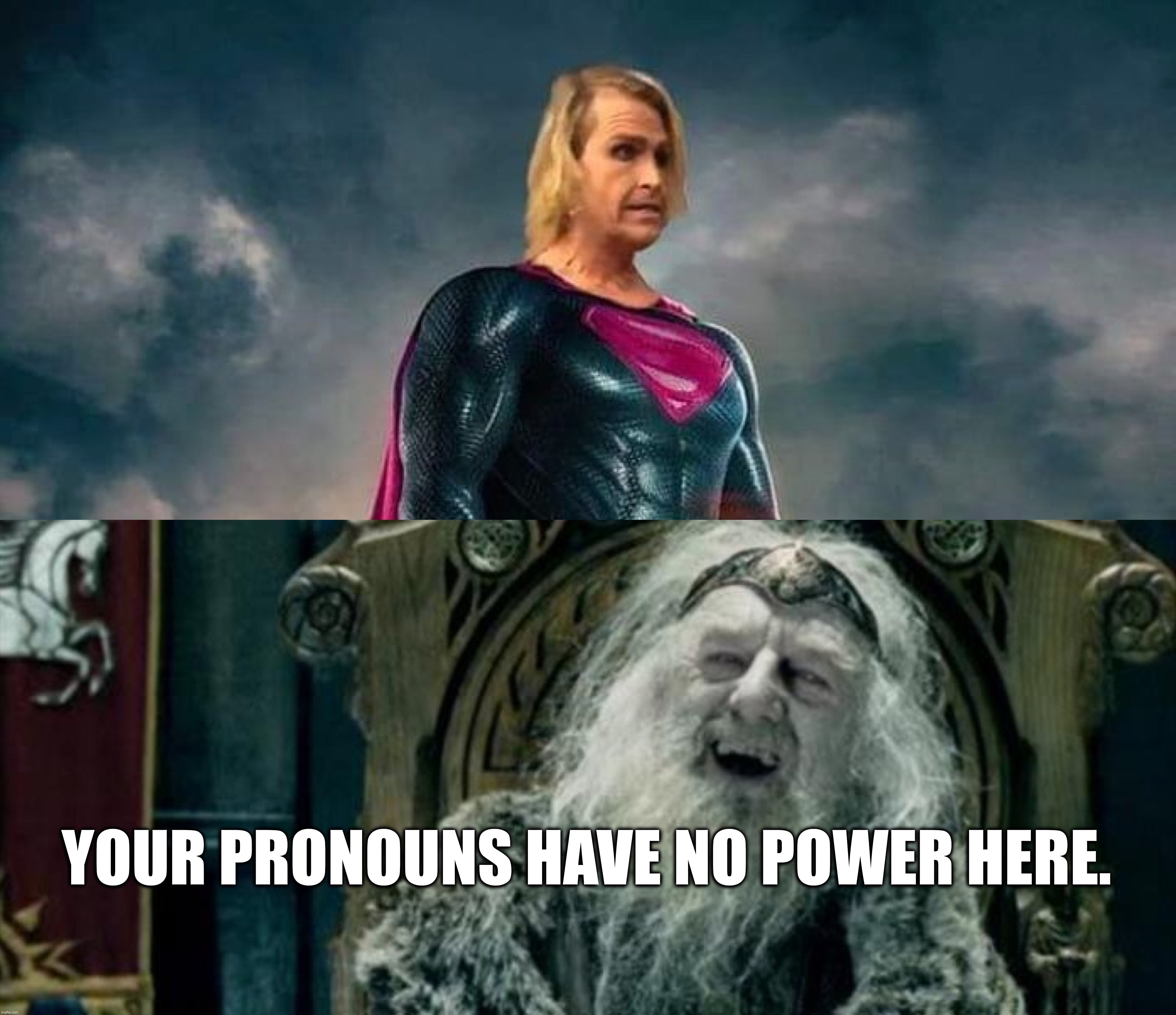 YOUR PRONOUNS HAVE NO POWER HERE. | image tagged in pronouns,memes,you have no power here | made w/ Imgflip meme maker
