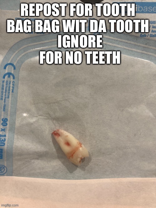 REPOST FOR TOOTH BAG BAG WIT DA TOOTH; IGNORE FOR NO TEETH | made w/ Imgflip meme maker